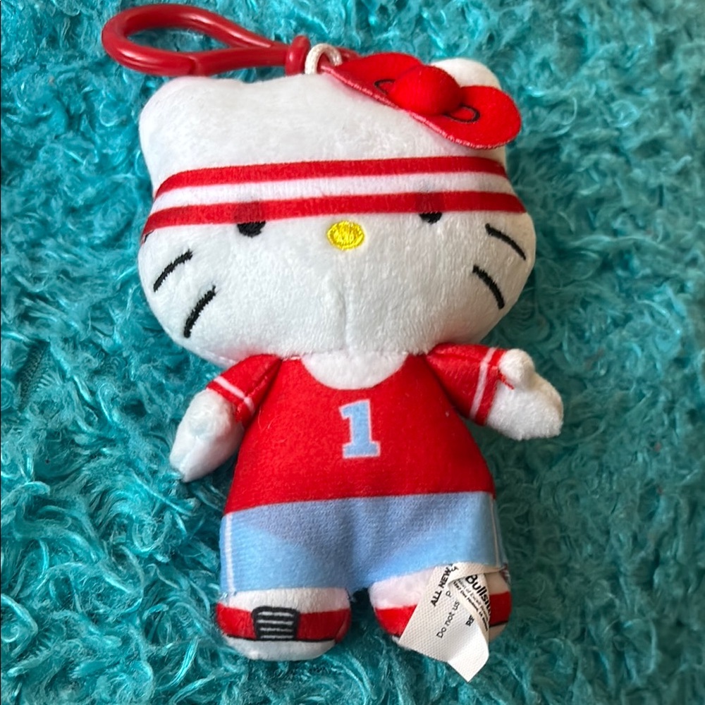 Red and White Plush Keychain